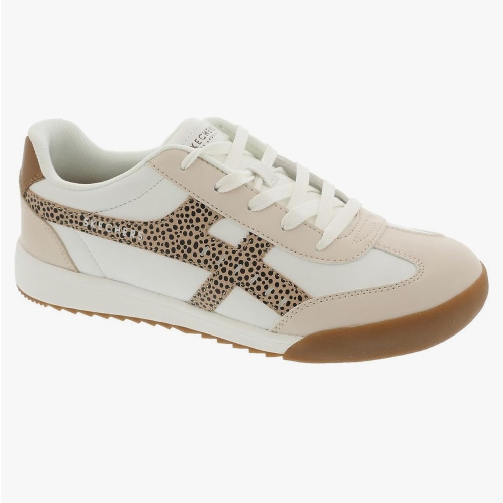 Skechers Stylish White and Brown Sneakers